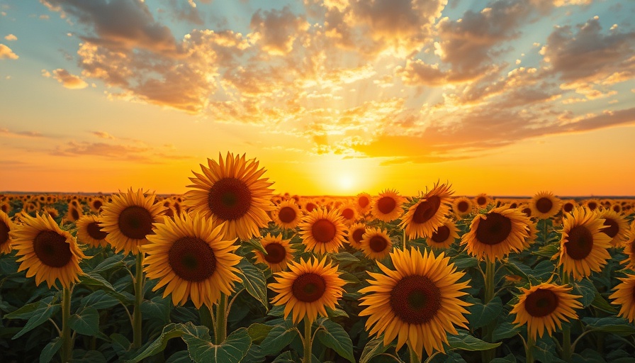 Sunrise over sunflower field with OBBBA impact text.