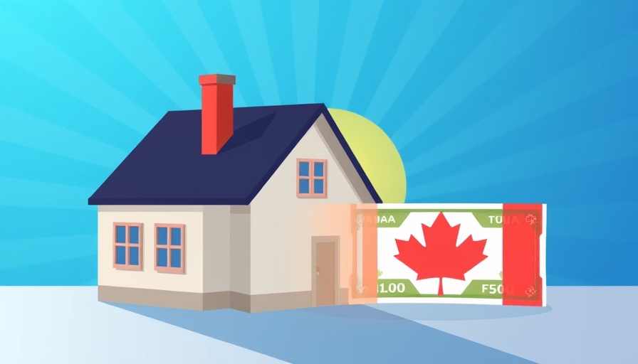 Illustration of reverse mortgage with house and Canadian currency, current reverse mortgage rates Canada.