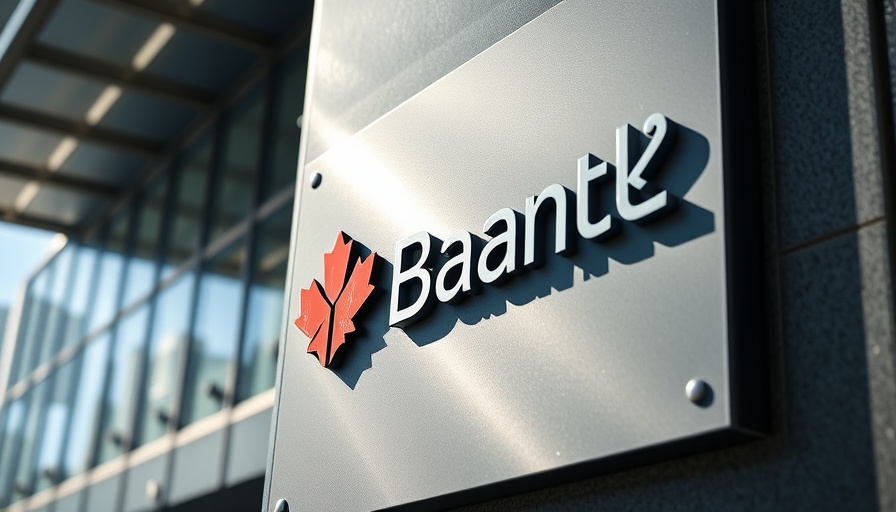 Bank of Canada sign with modern building facade reflecting light.
