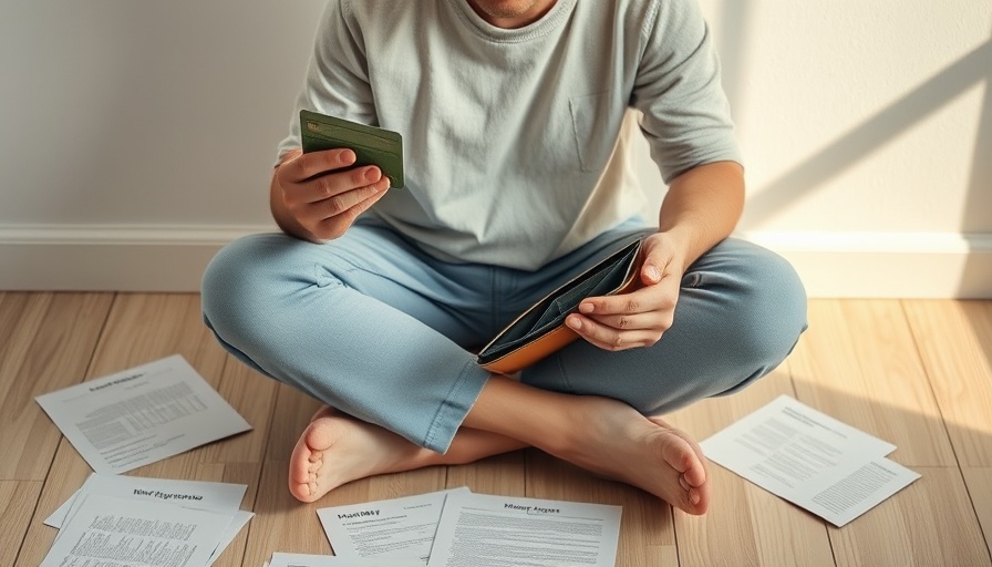 Person concerned about missed mortgage payment impact, checking bills
