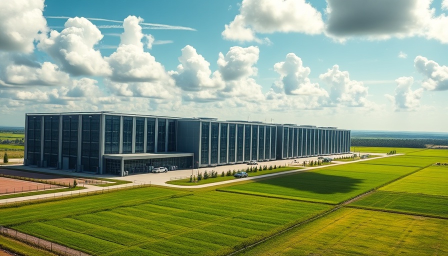 Expansive Meta data center in Kansas City on sunny day