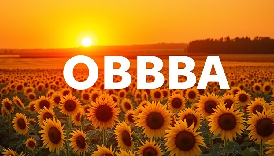 OBBBA impact on Commercial Real Estate poster with sunset and sunflowers.