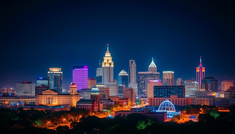 Project Marvel San Antonio illuminated skyline at night.