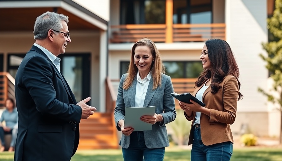 Professional meeting with a tenant representation broker outdoors.