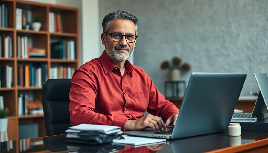 Confident man at desk mastering commercial real estate skills