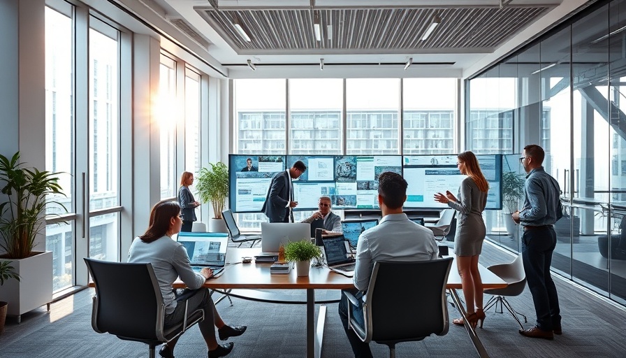 Professional workspace with digital screens for ERP systems.