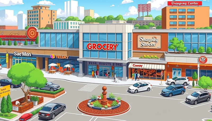 Modern shopping center with anchor tenants and diverse shops.