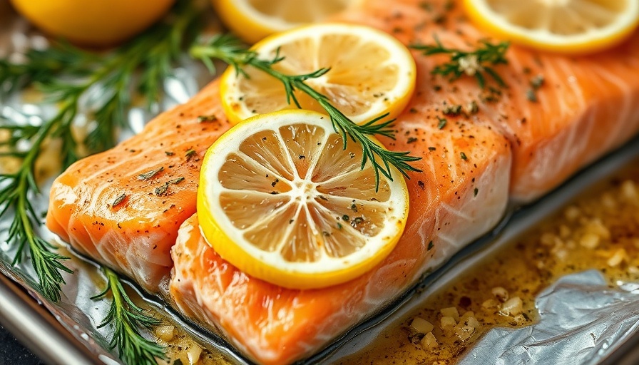Lemon Dill Salmon Marinade on fresh salmon fillet with dill.