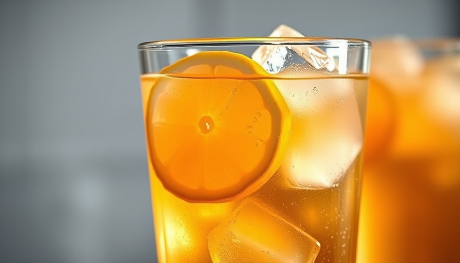 Boozy Blended Arnold Palmer with ice and lemon slice.