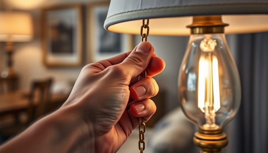 Close-up hand turning off lamp for energy efficiency.
