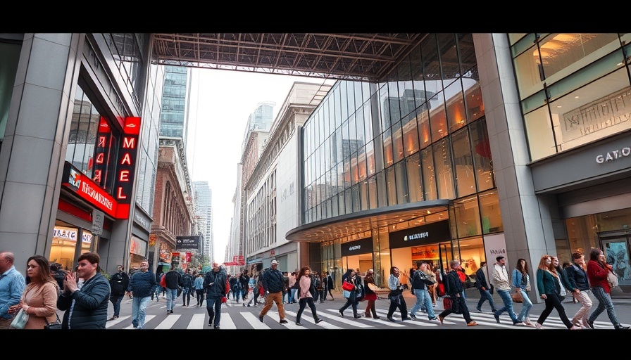 REIT buying malls amid real estate recovery depicted by a city mall entrance.