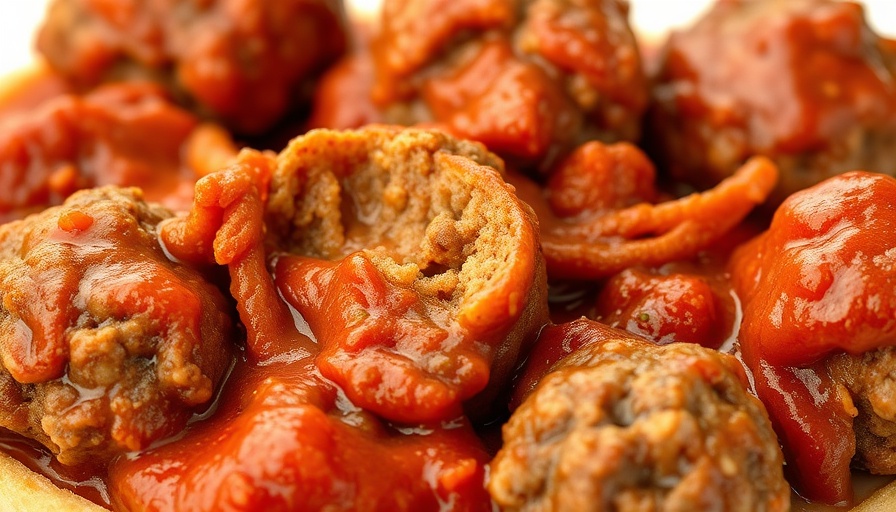 Savory sloppy joe meatballs with juicy interior on a white plate.