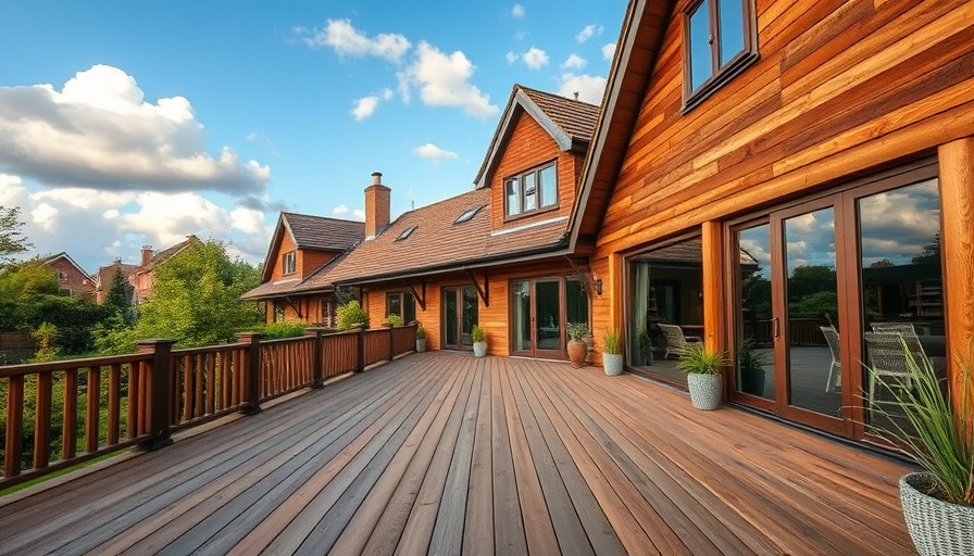 Spacious Deckorators Excursions decking with British house exterior.