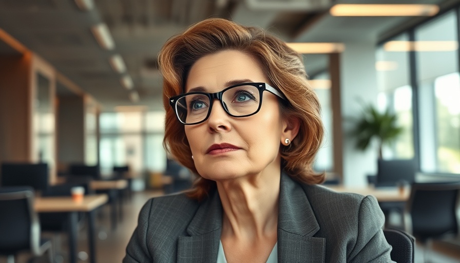 Professional woman in office, reflecting on Australian economy at risk.