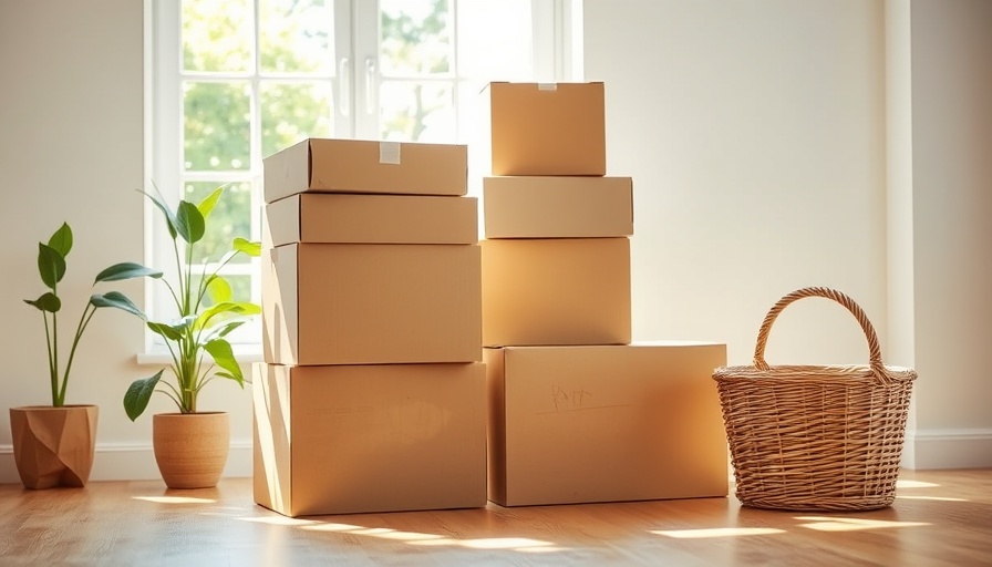 Cardboard boxes and items in a room, symbolizing moving preparation.