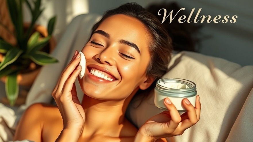 Woman applying beef tallow cream for natural skincare; serene wellness vibes.