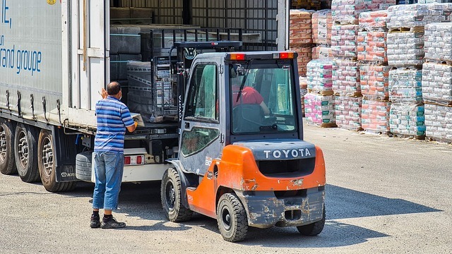 Forklift loading truck