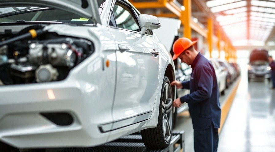Auto manufacturing assembly line with modern machinery and robots