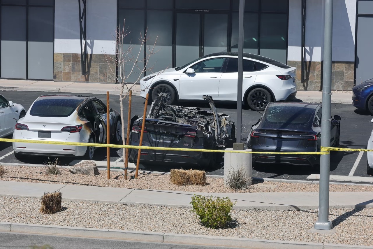 Vandalized Tesla Cars