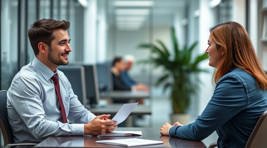 Employee interview setting with candidate and interviewer engaged in discussion.