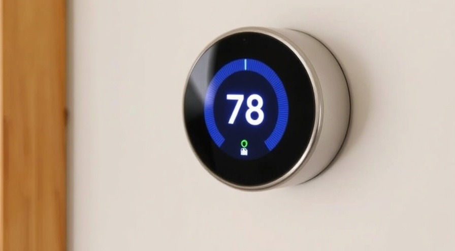 Smart thermostat adjusting temperature in a modern living room.