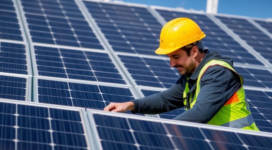 Solar panel apprentice working on installation and maintenance.