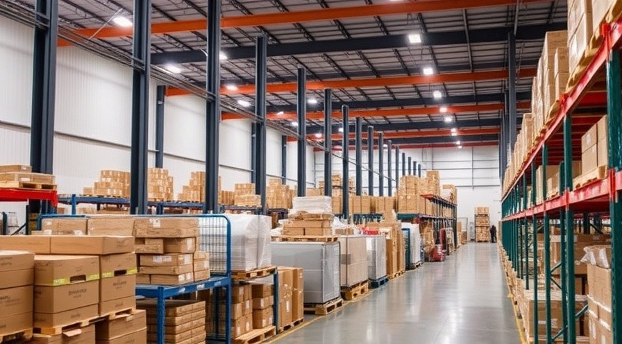 Efficient warehouse supply line showcasing organized product storage.