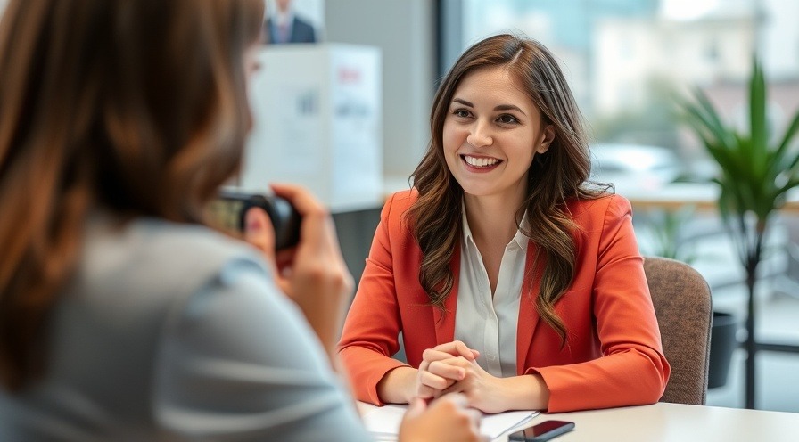Employee being interviewed for a job opportunity in a professional setting.