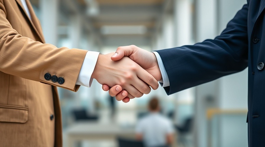 Employer and employee shaking hands in a professional setting