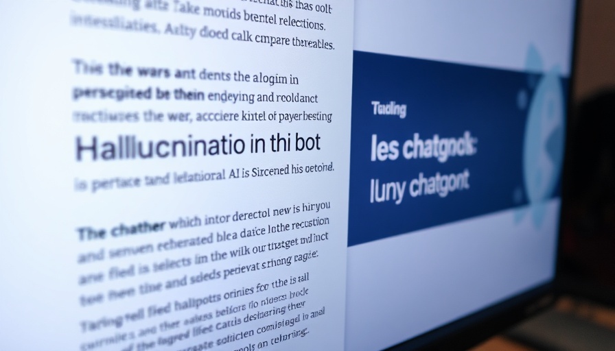 Digital display showing article on hallucination in chatbots.
