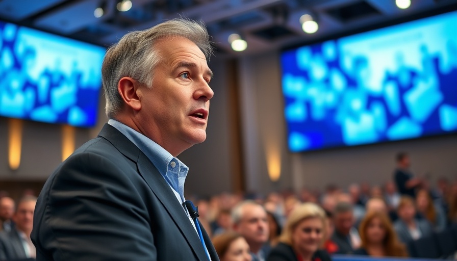 AI Revolution and Human Purpose conference speaker on stage.