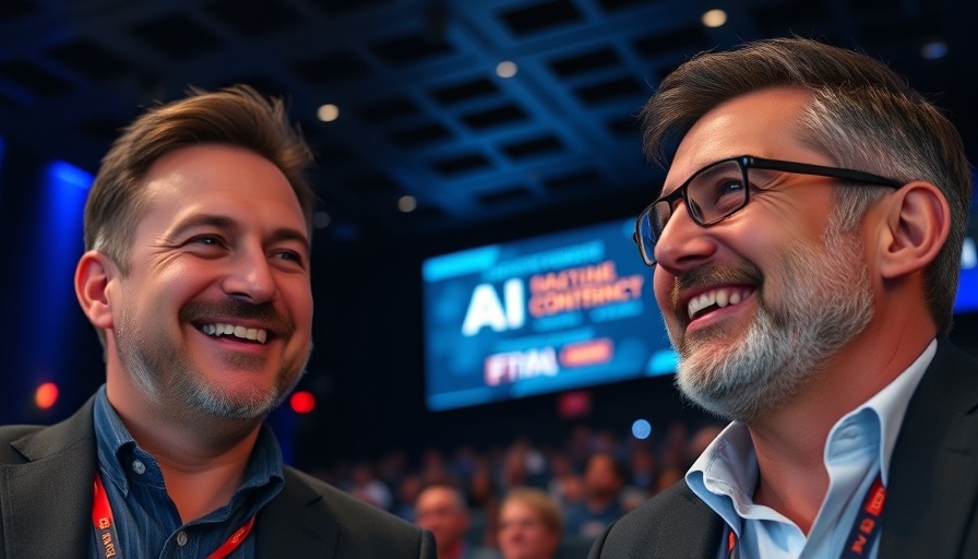 Two men discussing Superintelligent AI Safety Strategies at a conference.