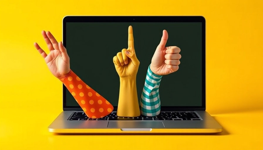 Creative collage of a laptop with hands, symbolizing automated ad recommendations.