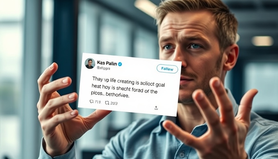 Man gesturing next to a tweet overlay about productivity steps.
