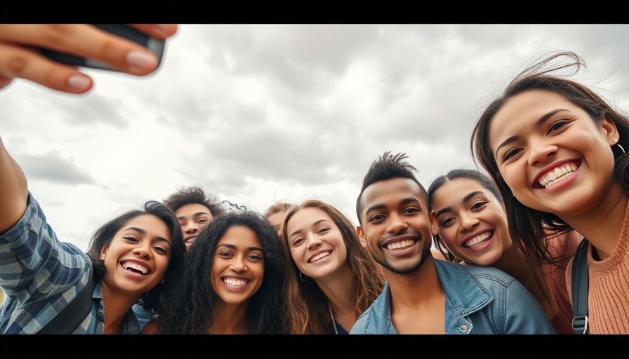 Diverse group selfie illustrating community marketing strategies