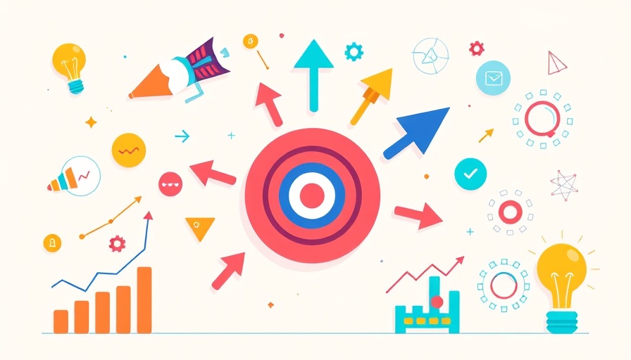 Illustration depicting a marketing measurement plan with colorful icons and charts.