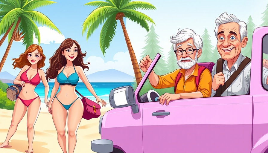 AI-Powered Travel Updates: Vibrant cartoon travelers enjoying various activities.