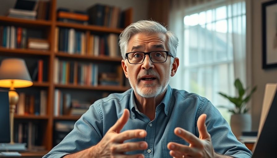 Middle-aged person in a home office discussing SEO in the Era of Google AI.