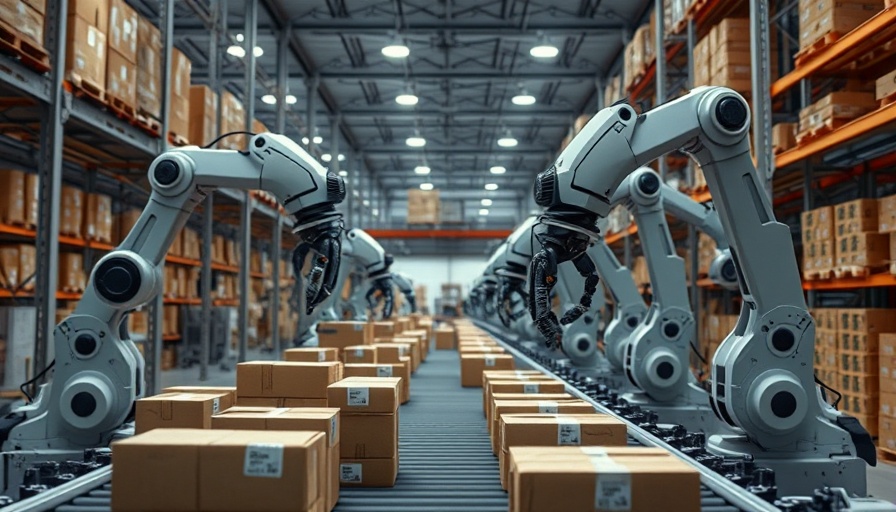 Advanced robotic arms sorting packages in warehousing environment.