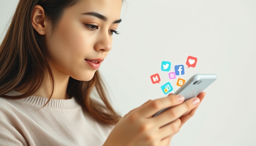 Young woman with smartphone gaining social media followers.