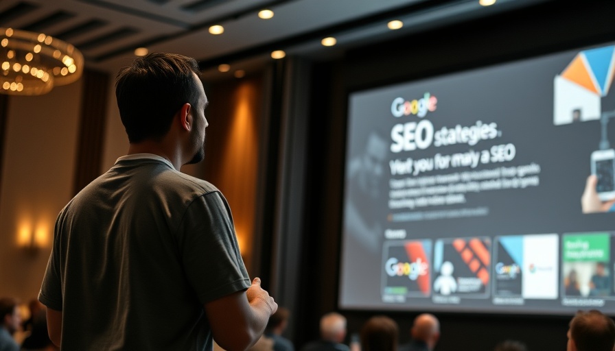 Person presenting on SEO strategies, Google cautions SEOs about filler content.