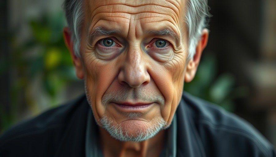 Close-up portrait of an older man with a calm expression, photorealistic.