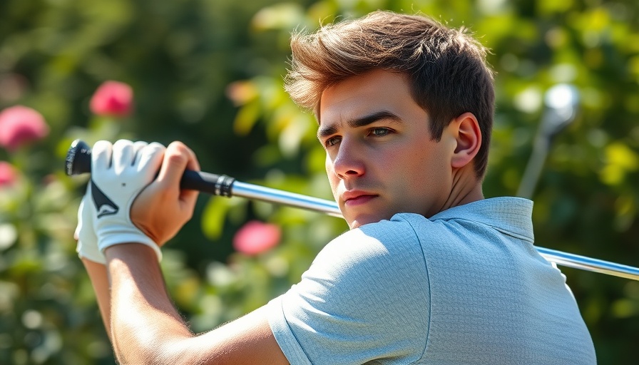 Focused golfer preparing to swing, highlighting team dynamics.