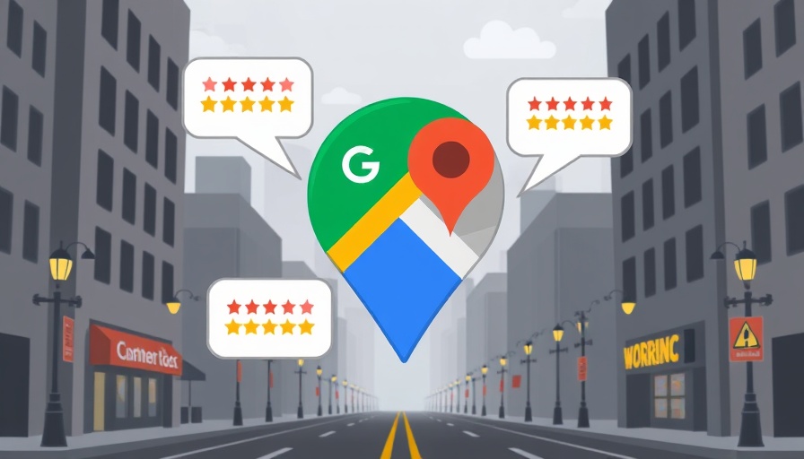 Google Maps fake reviews upgrade illustration with colorful icon.