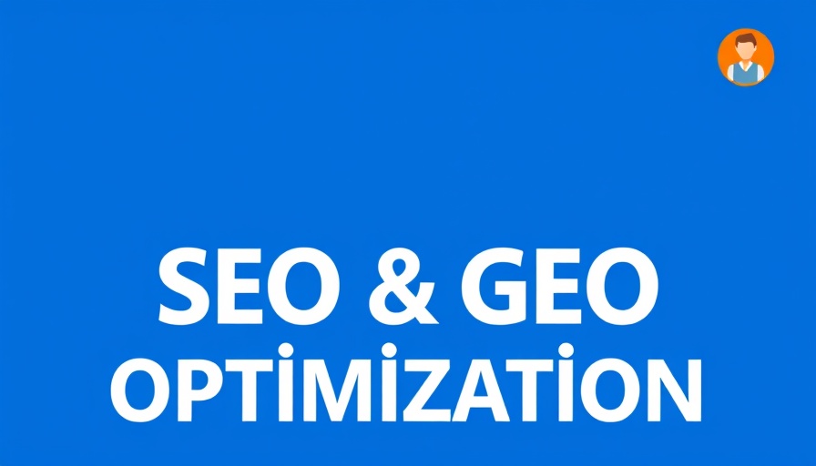 SEO and GEO Optimization banner with bold text on blue background.