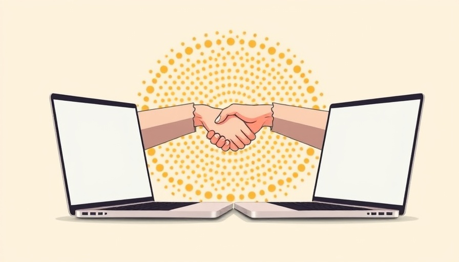Digital handshake symbolizing local business partnerships, illustrated conceptually.