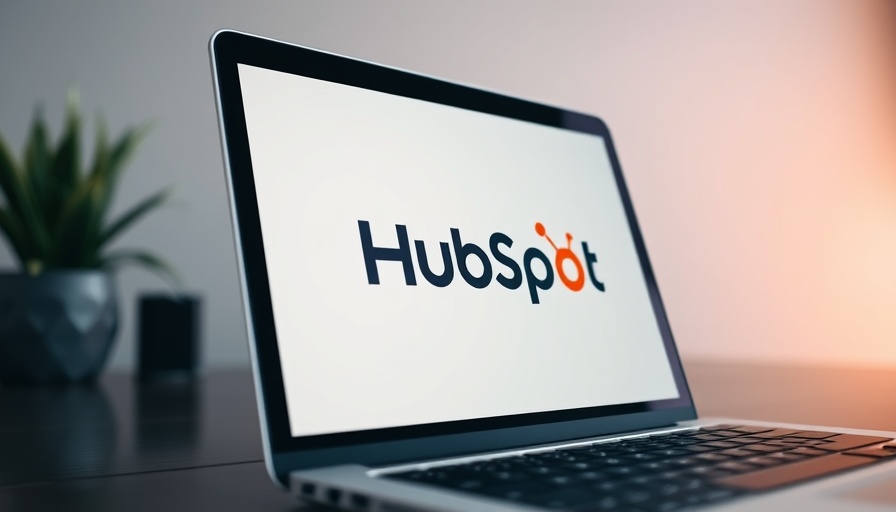 Laptop displaying HubSpot logo in modern setting