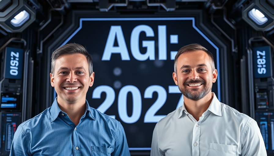 AI 2027 report predictions scene with two smiling men in futuristic setting.
