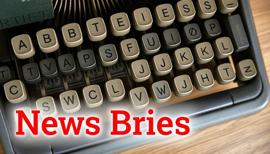 Vintage typewriter keys with 'NEWS BRIEFS' text.