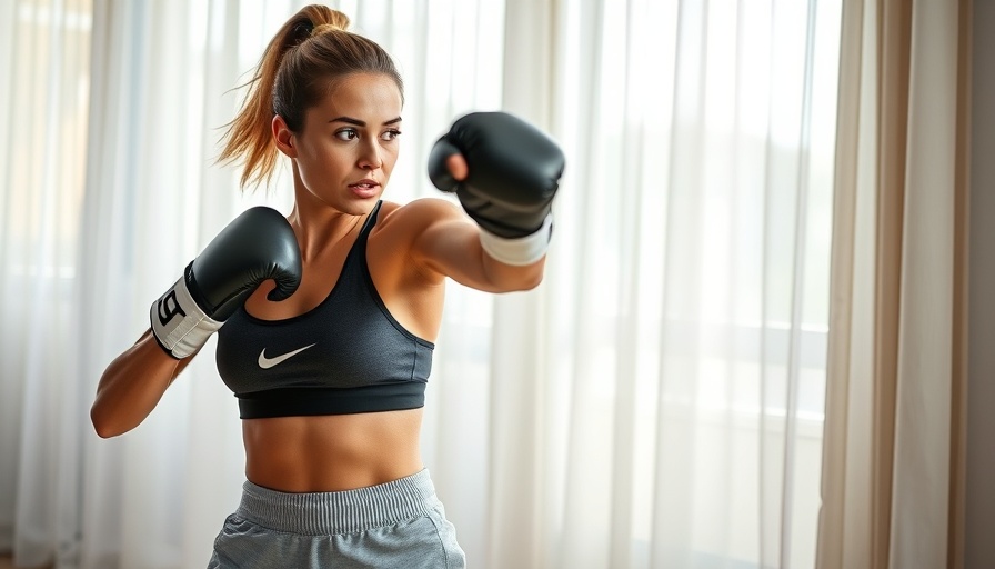 Woman demonstrates the importance of the boxer shuffle in kickboxing indoors.